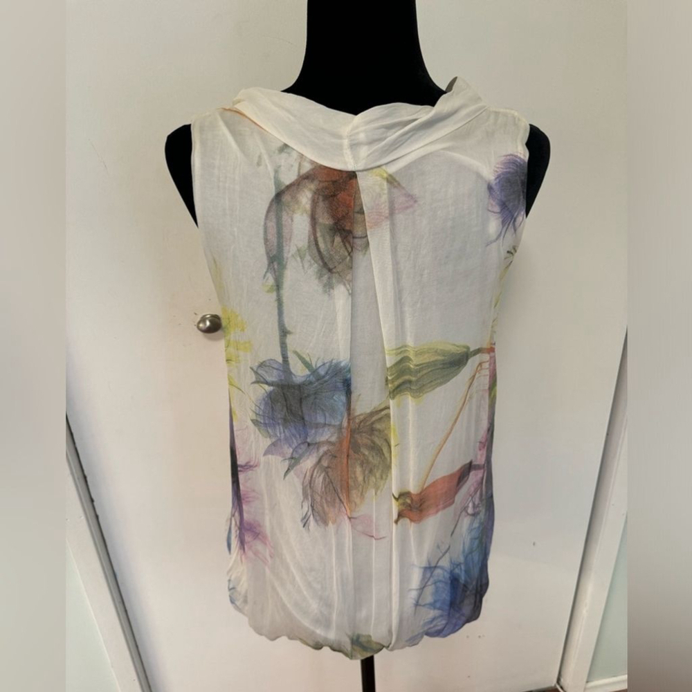Silk Blend Sleeveless Gauzy Top Small - Picture 6 of 16